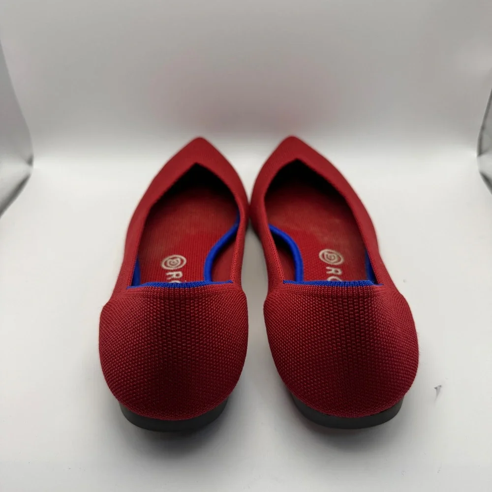 Rothys The Point Red Knit Pointed Toe Ballet Flats Women's Size 10 Preppy Luxury